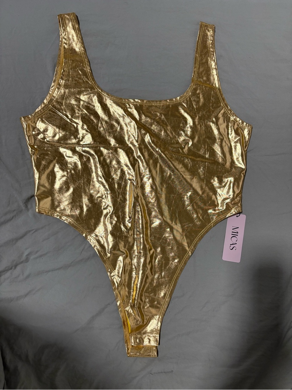 MICAS Metallic Gold Scoop Neck Bodysuit